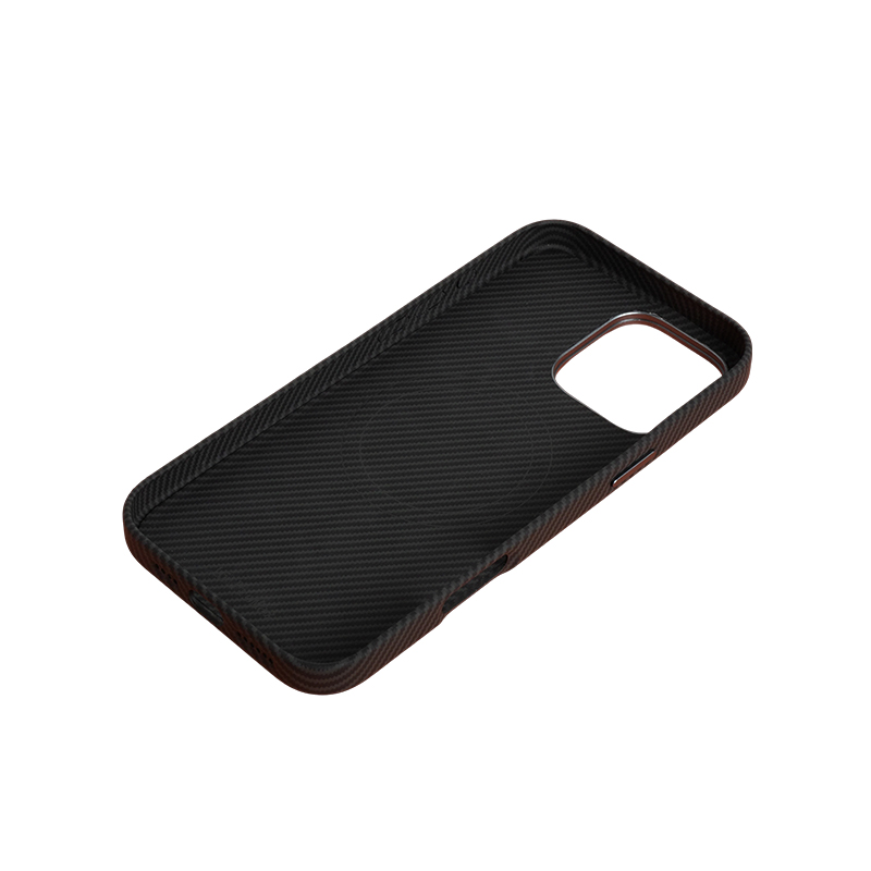 Carbon Fiber Pattern (Metal Camera Ring + Metal Button + Magnetic Suction) Iphone Mobile Phone Protective Case