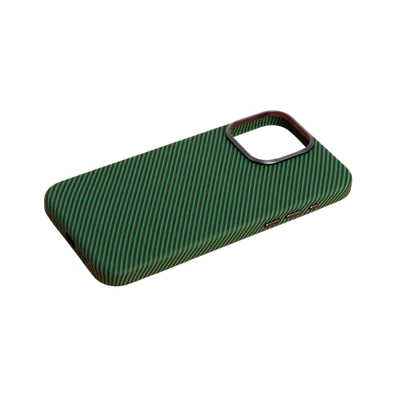 Carbon Fiber Pattern (Metal Camera Ring + Metal Button + Magnetic Suction) Iphone Mobile Phone Protective Case