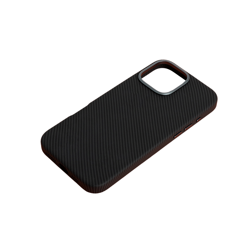 Carbon Fiber Pattern (Metal Camera Ring + Metal Button + Magnetic Suction) Iphone Mobile Phone Protective Case