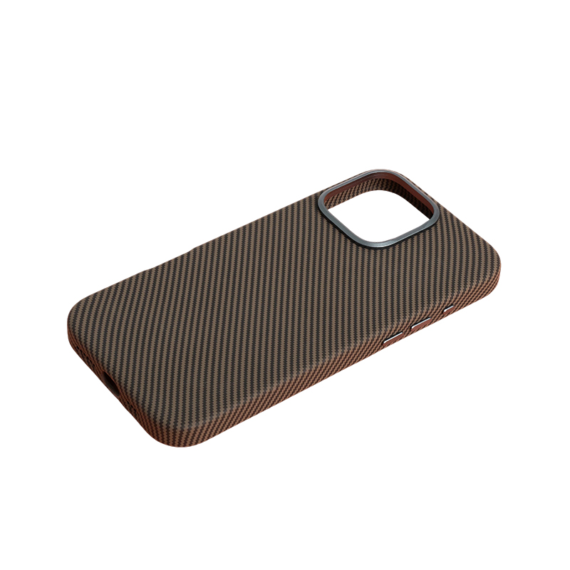 Carbon Fiber Pattern (Metal Camera Ring + Metal Button + Magnetic Suction) Iphone Mobile Phone Protective Case