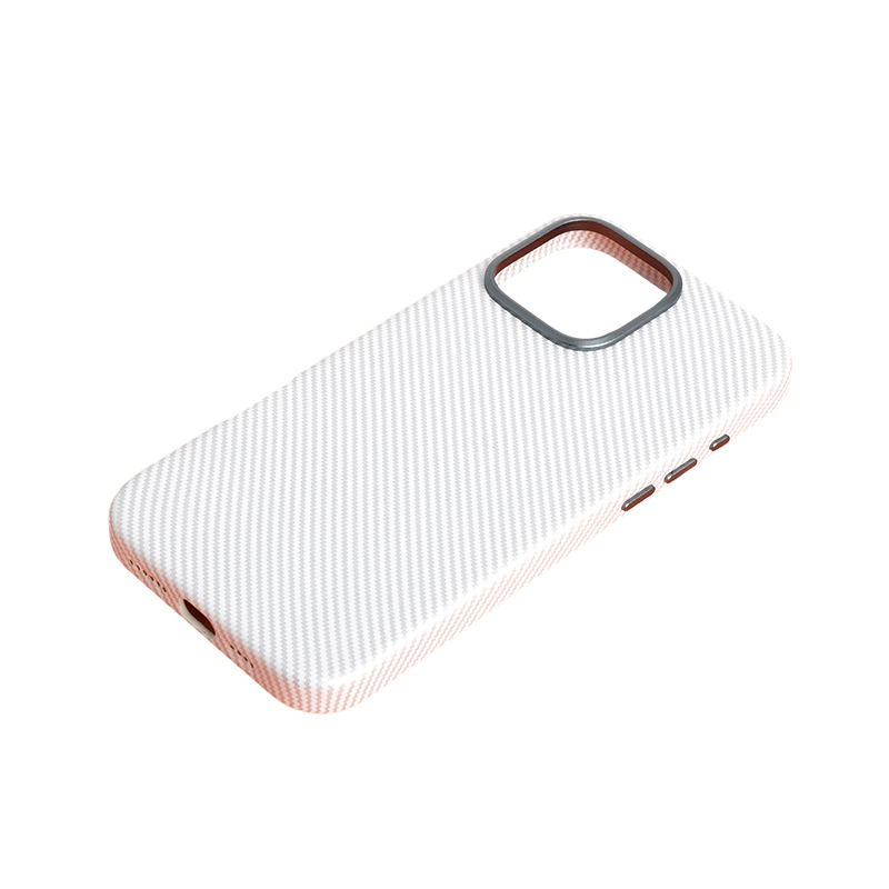 Carbon Fiber Pattern (Metal Camera Ring + Metal Button + Magnetic Suction) Iphone Mobile Phone Protective Case
