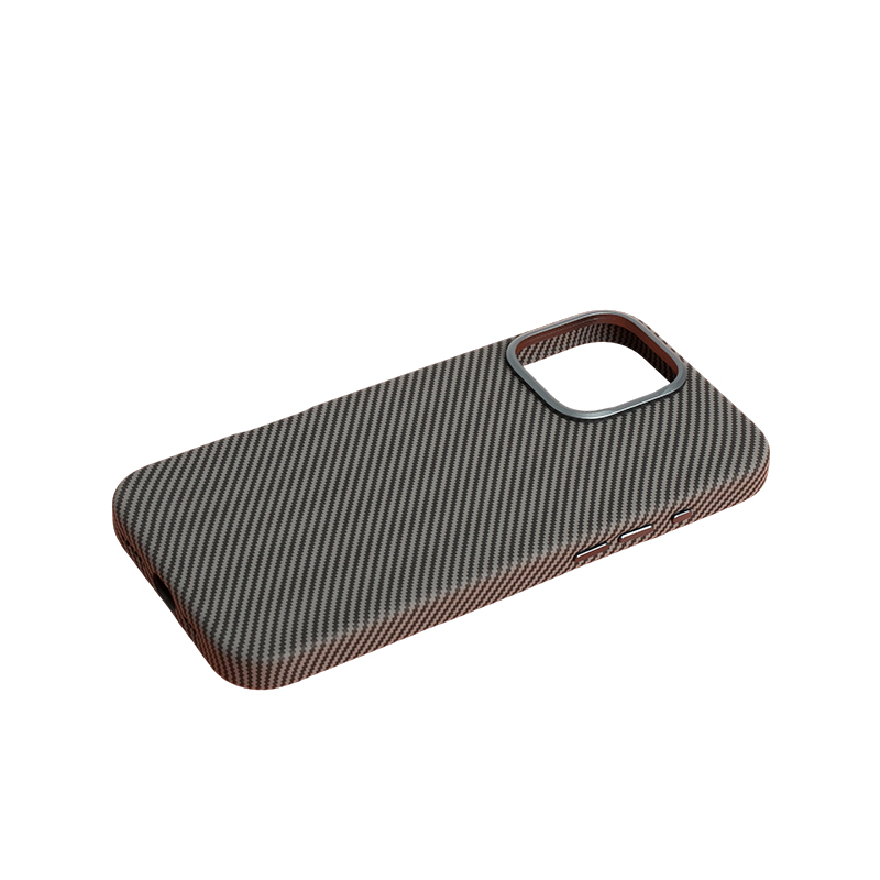 Carbon Fiber Pattern (Metal Camera Ring + Metal Button + Magnetic Suction) Iphone Mobile Phone Protective Case